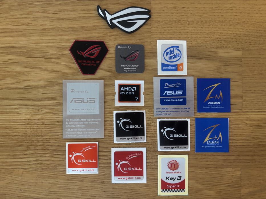 Наклейки Asus, Intel Pentium 4, Zalman, G.Skill, Zotac, TT (новые)