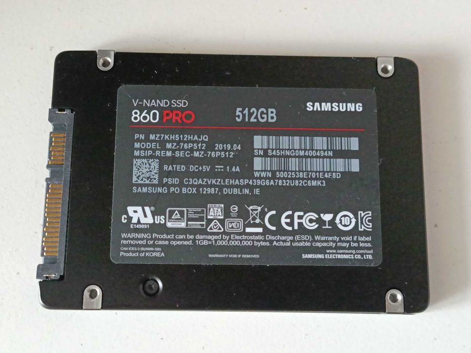512GB Samsung 860 Pro 2.5" SATAIII MLC SSD.