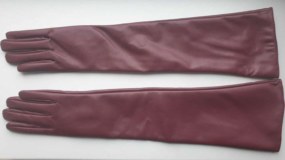 Перчатки женские длинные каштанового цвета