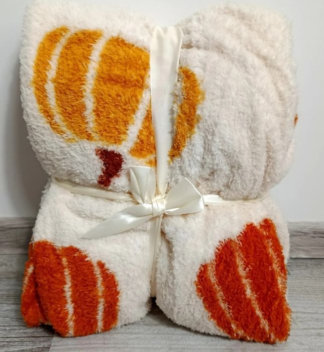 Jesienny mięciutki kocyk Teddy w dynie 140 x 180