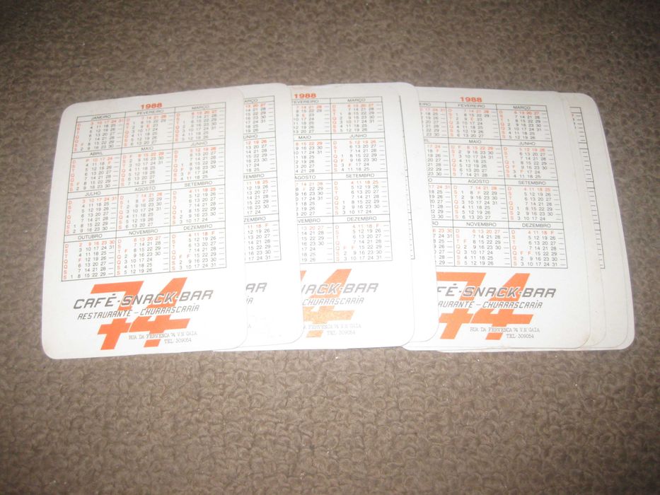 8 Calendários do "Café Snack-Bar 74" Colecção Completa!