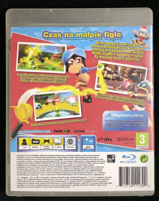 Łap Małpy czyli Ape Escape PL Dubbing Gra po polsku PS3 Na kontrolery ruchowe Move