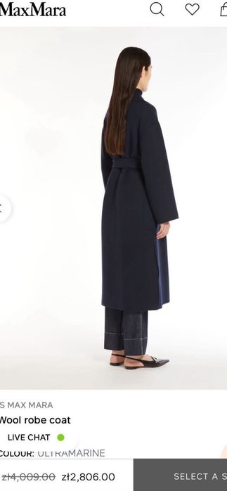 Plaszcz Max Mara 100% welna granat xssml