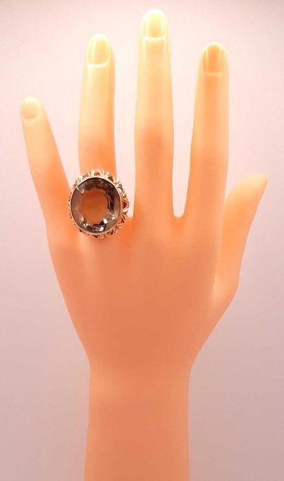 Złoty pierścionek Kwarc dymny PR.585 W:11,95gr R.18 InterSKLEP