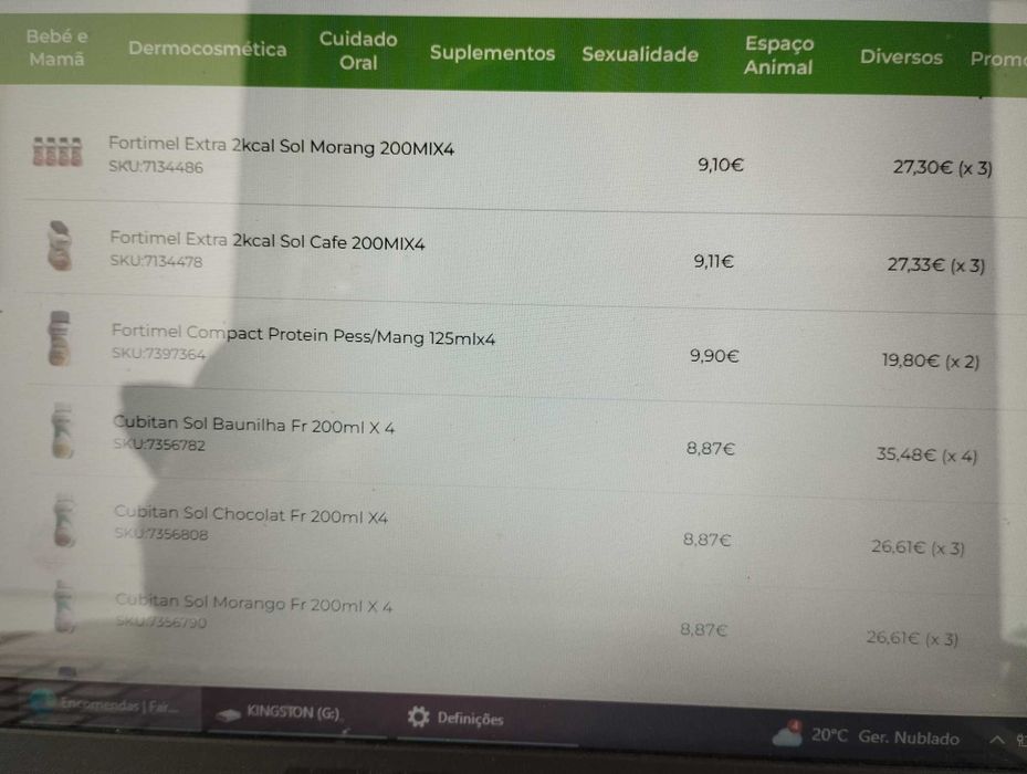 Suplementos Cubitan + Fortimel