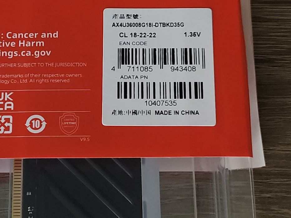 ADATA DDR4 16GB (2x8GB) 3600MHz CL18 XPG Spectrix D35G RGB Black