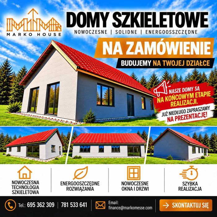DOMY SZKIELETOWE NA ZAMÓWIENIE | 85,70 m² i 112,40 m² |