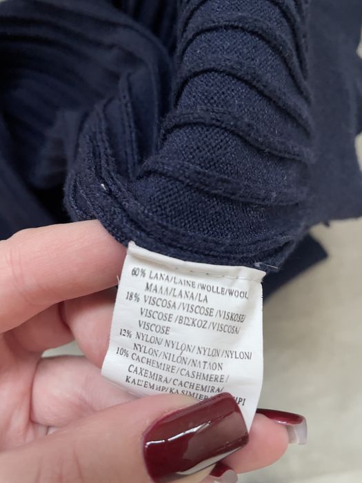 Granatowy sweter zapinany Nature, S • wełna, elegancki