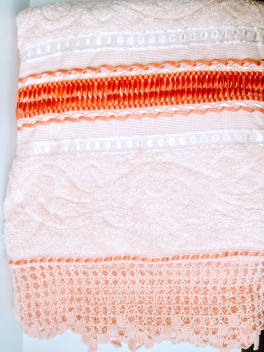 Conjunto de banho individual feito á mão antigo.