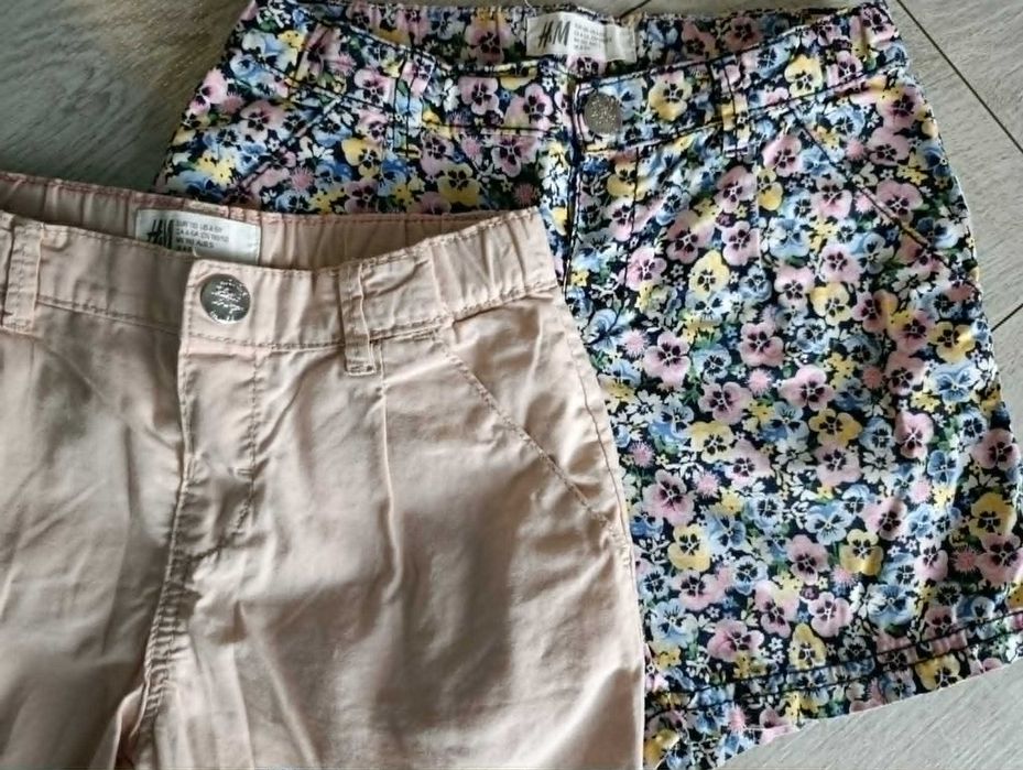 2 pary dziewczęcych spodenek bawełnianych H&M r 110/116
