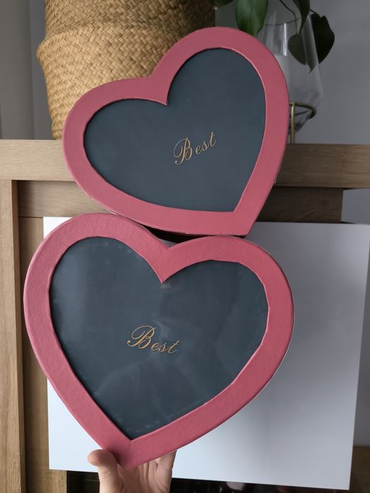 Box flower box pudełko prezentowe serce czerwone z okienkiem 2szt