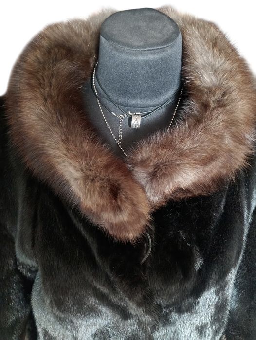 Ог 106см. Норковая шуба с соболем.  Натуральная шуба