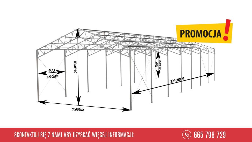 PROMOCJA!!! Konstrukcja stalowa ocynkowana 8x23 hala wiata magazyn gar