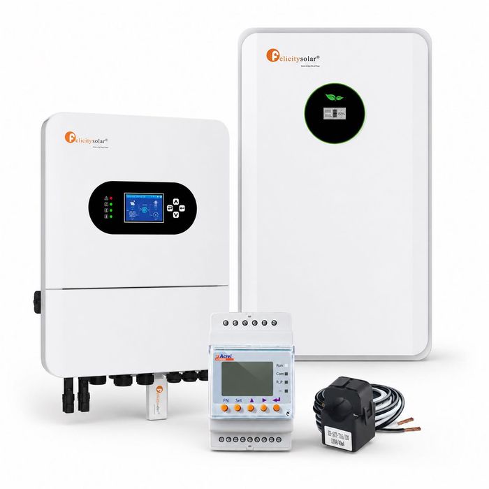 Felicity Solar – pack 2 Kit Solar Híbrido 8 kW Monofásico + Inversor 48 V, Bateria LiFePO₄ 11,8 kWh e Smart Meter