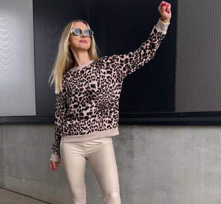 Bluza damska w panterkę beżowa rozmiar Uniwersalny Wysyłka24h