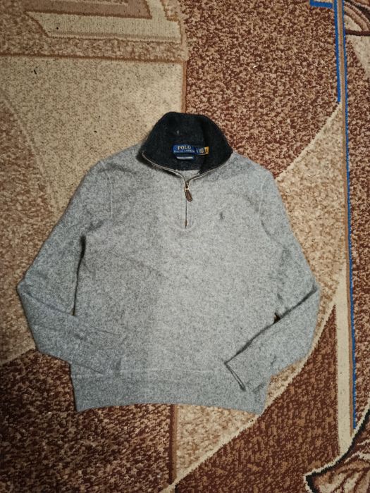 Серая зип 1/3 кофта свитер мужской Polo Ralph Lauren Cashmere 100%