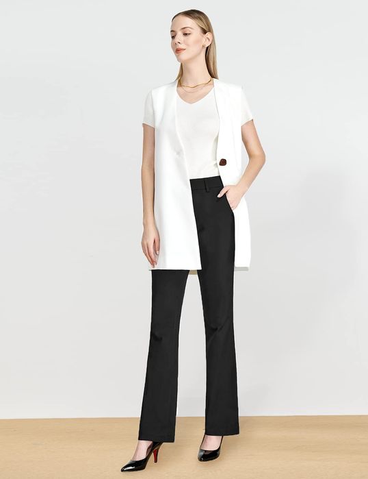 Tapata Spodnie Damskie Dzwony Garniturowe Antracytowe Długość 74 cm S