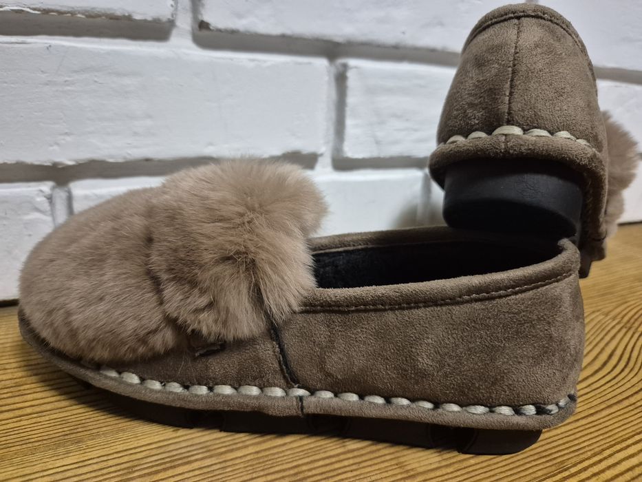 Женские меховые тапочки, туфли-мокасины, лоферы, слипоны, "авто-леди"