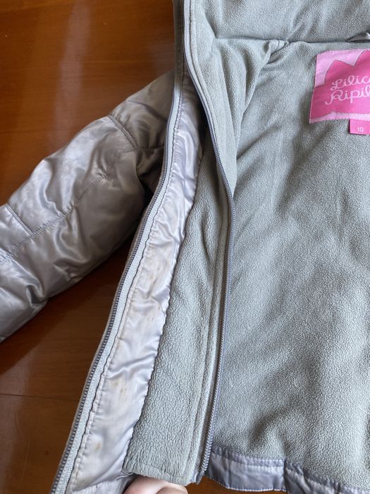 Quispo/kispo casaco lilica ripilica cinzento de penas 10 anos