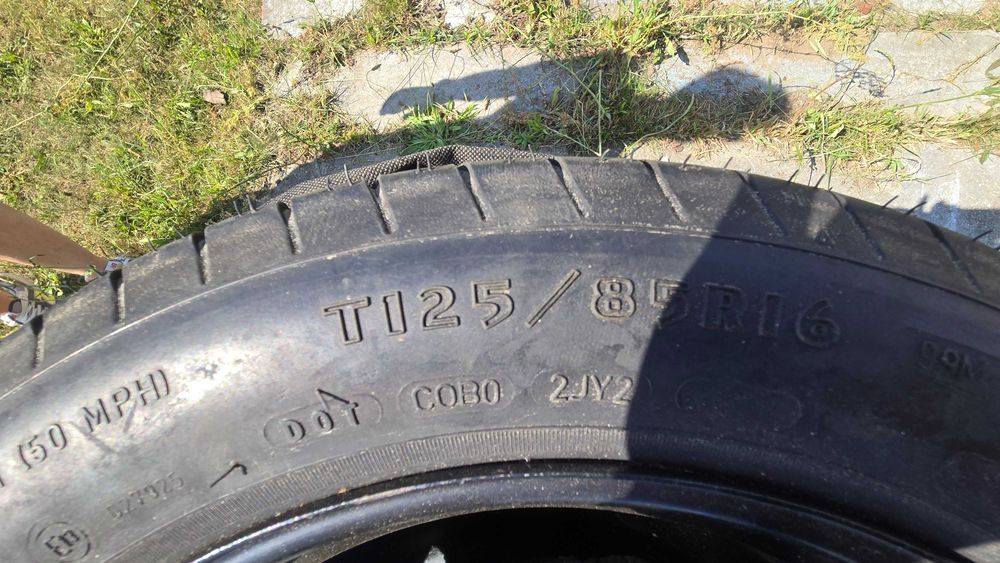 Koło dojazdowe Goodyear T125/85 R16 + lewarek + klucz + pokrowiec – komplet