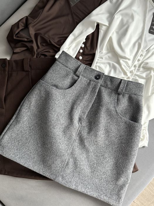 Кашемірова спідниця шоколад, сірий