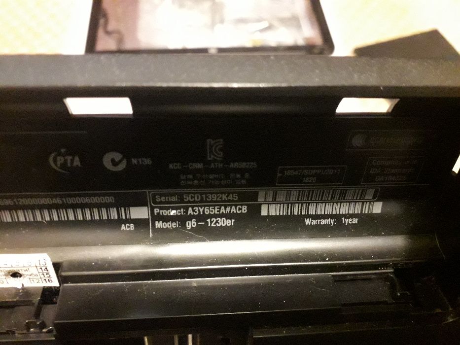 Ноутбук HP Pavilion g6-1230er, розбірка