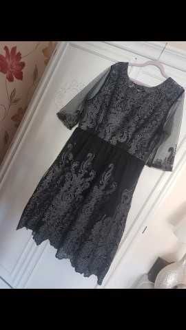 Sukienka haft tiul brokat XL42 WESELE impreza rodzinna