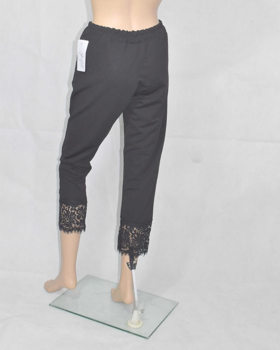 Spodnie 3/4 czarne Arabella M gumka koronka wygodne 85 cm