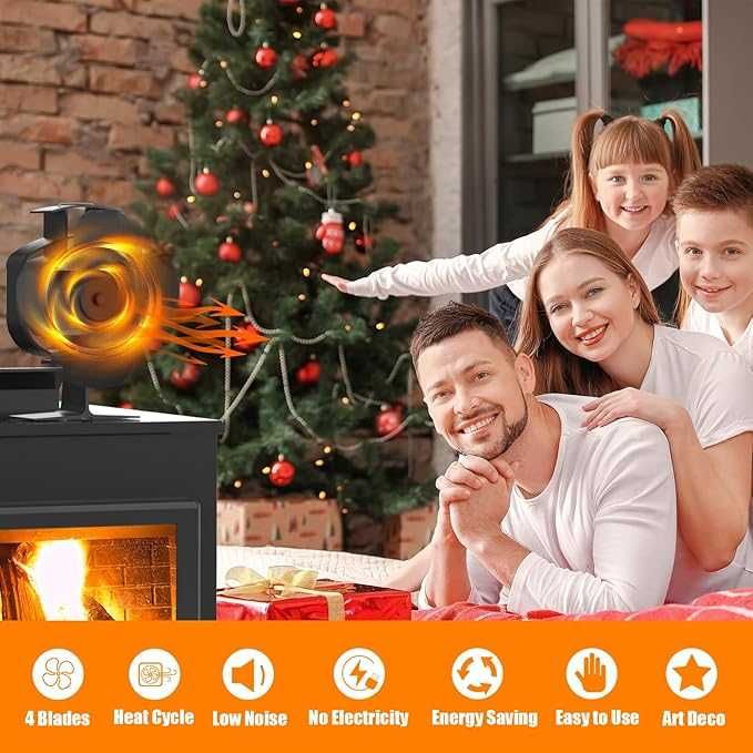 Wentylator kominkowy oscylacyjny bez prądu zasilany ciepłem