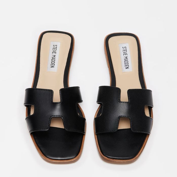 Жіночі шльопки тапки Steve Madden Hadyn Black Leather ОРИГІНАЛ