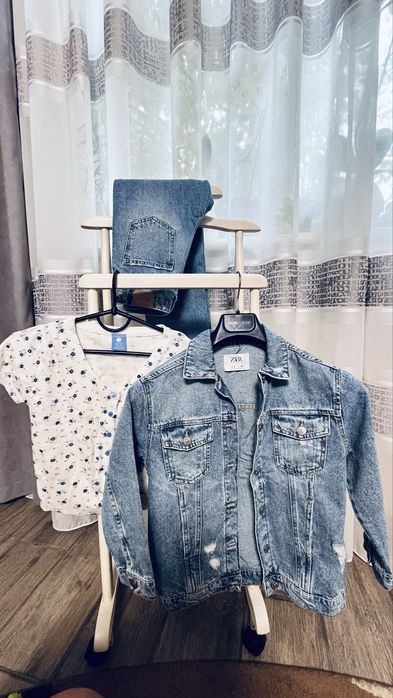 Комплект на 128 см, джинси+ джинсова куртка Zara, реглан