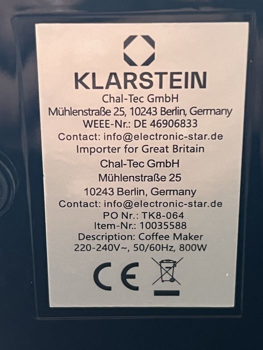 Кавоварка з Німеччини Klarstein Arabica EasyTouch Control 10035588
