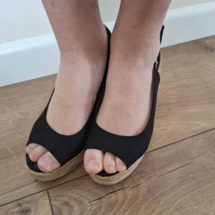 sandały czarne espandryle koturny 36