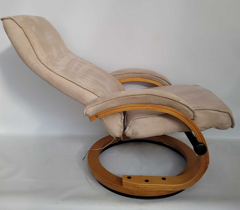fotel relax odchylany welur podnóżek USZKODZONY
