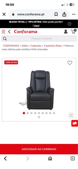 Poltrona reclinavel electrica Conforama como nova
