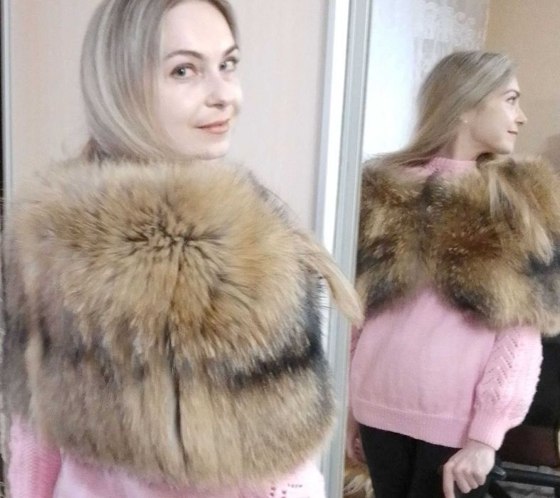 Стильна накидка (палантин) з натурального хутра (єнот). Ексклюзив!