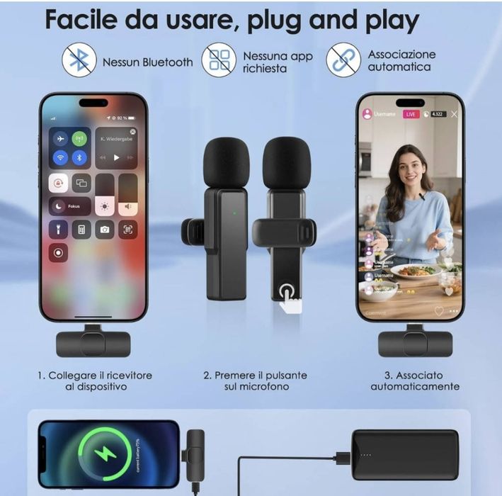 бездротовий петличний мікрофон моделі H67 Wireless Lavalier Microphone.