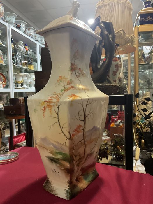 Grande vaso com tampa foo dog pintura manual 50 cm