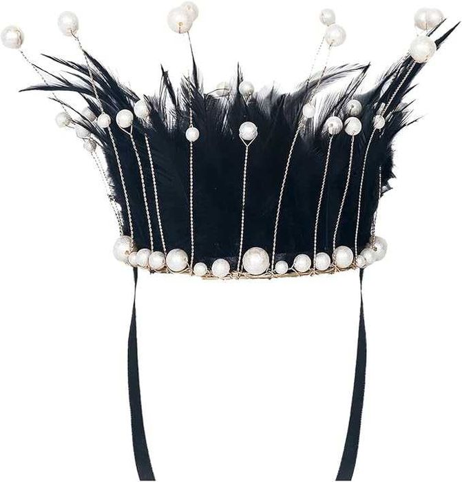 Gotycka korona tiara z piórami akcesoriami do włosów diadem G46