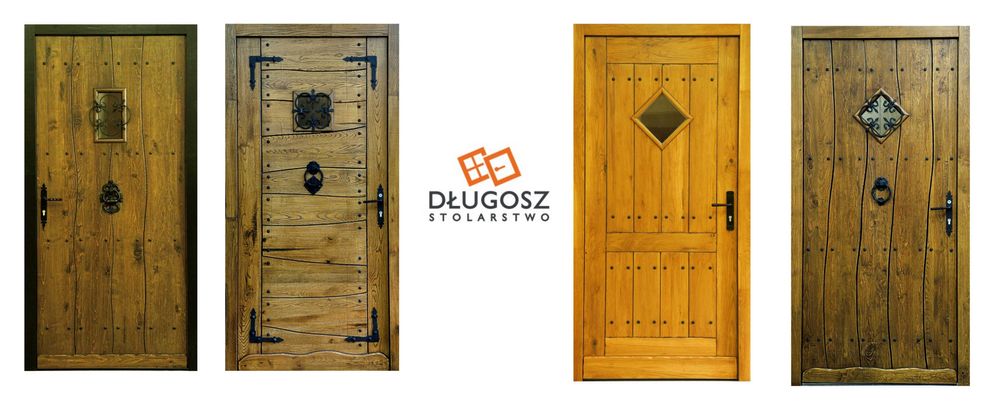 Drzwi DŁUGOSZ drewniane zewnętrzne wejściowe góralskie dębowe GOTOWE