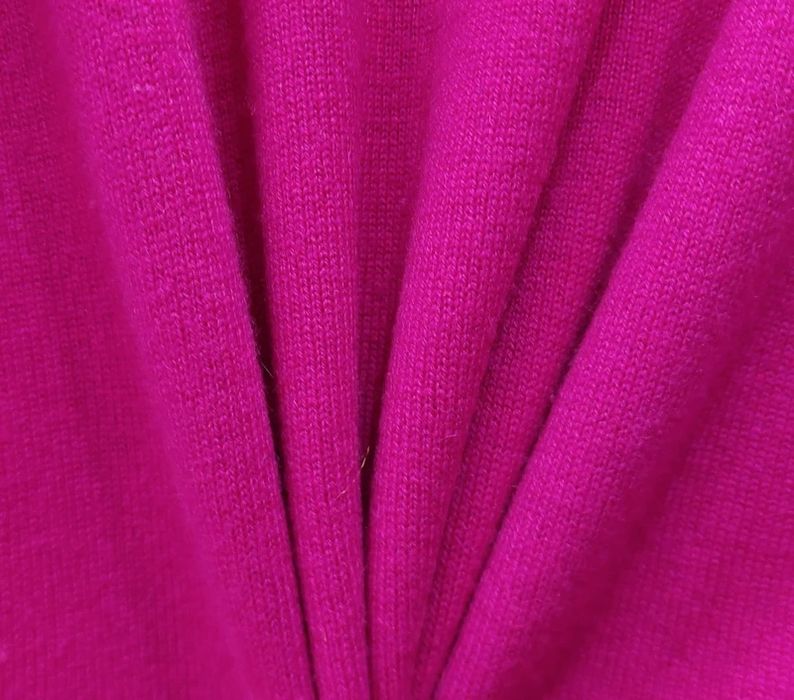 Sweter golf 100% kaszmir fuksja soft gruby splot thick weave