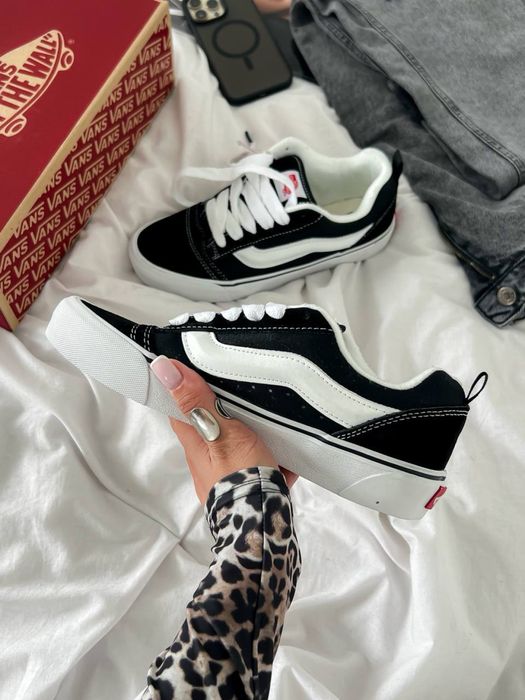 PREMIUM‼️ Кросівки KNU OLD SKOOL BLACK WHITE ванс кну чорні класика