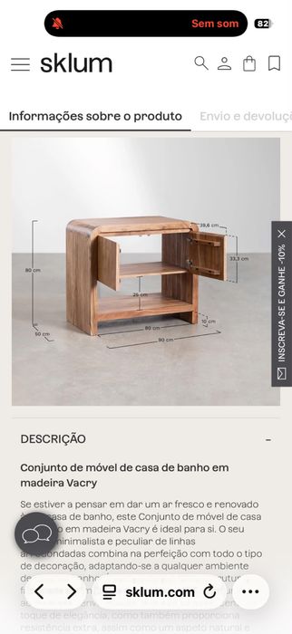Móvel de casa de banho da sklum 90cm novo na caixa
