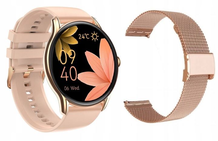 Zegarek Smartwatch Damski Okrągły Funkcje Rozmowy Na Prezent + Bransol