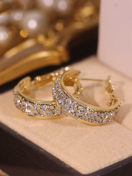 Brincos Argola com Decoração de Estrass