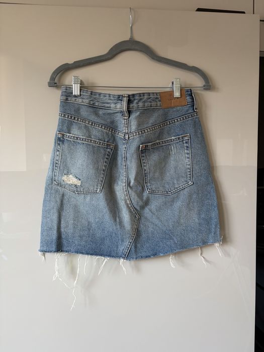 jeansowa spódniczka mini z efektem sprania h&m