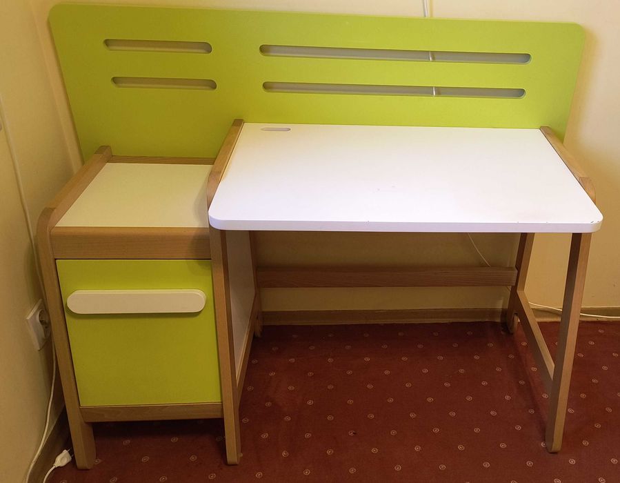 Biurko Timoore Simple zielone, mocne, z drewna bukowego, stan b. dobry