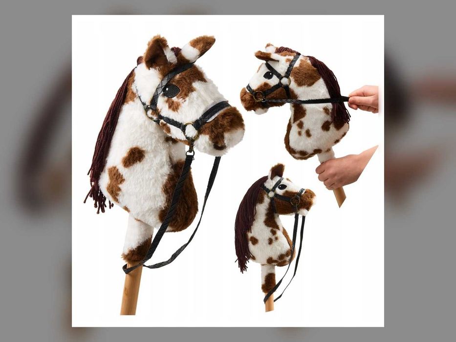 Hobby Horse koń na kiju pluszowy z kantarem i wodami