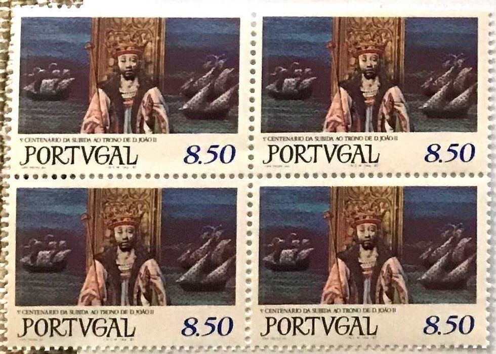 Quadra de selos novos de 8$50 - Subida ao trono de D.João II - 1981