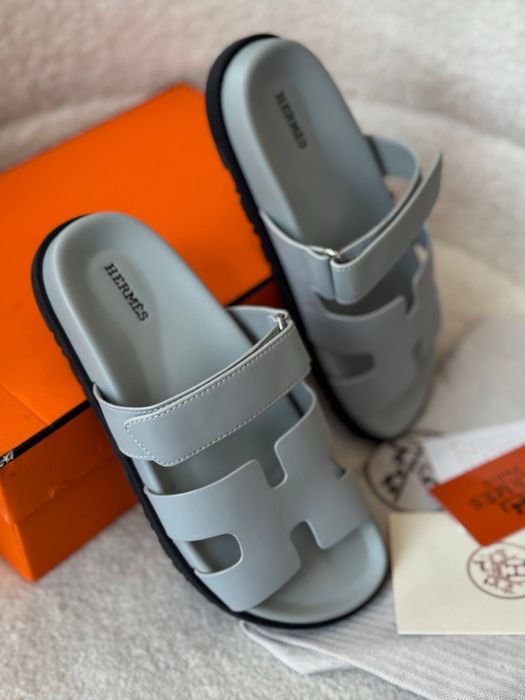 Шльопанці Hermes блакитні шкіра розмір 39-24см